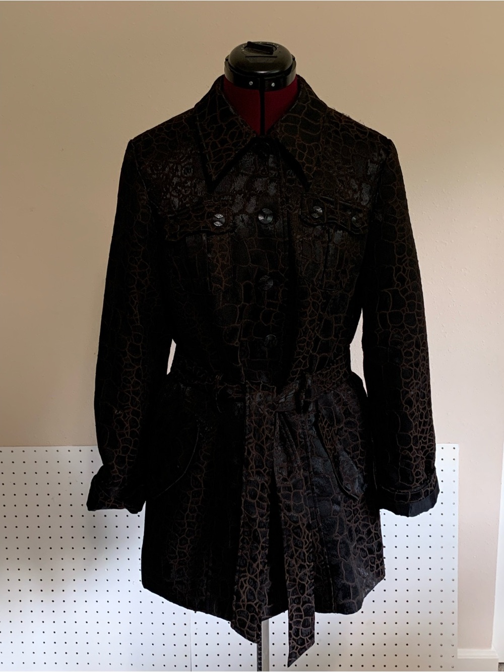 Bisou Bisou Brown  Textured Belted Trench Coat